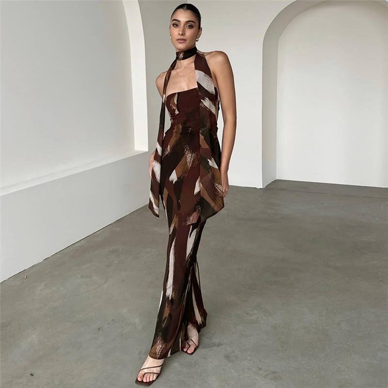 European and American Foreign Trade Women's Summer New Fashion Sexy Hot Tube Top Hot Girl Fashion Printing Long All-match dress European and American Foreign Trade Women's Summer New Fashion Sexy Hot Tube Top Hot Girl Fashion Printing Long All-match dress