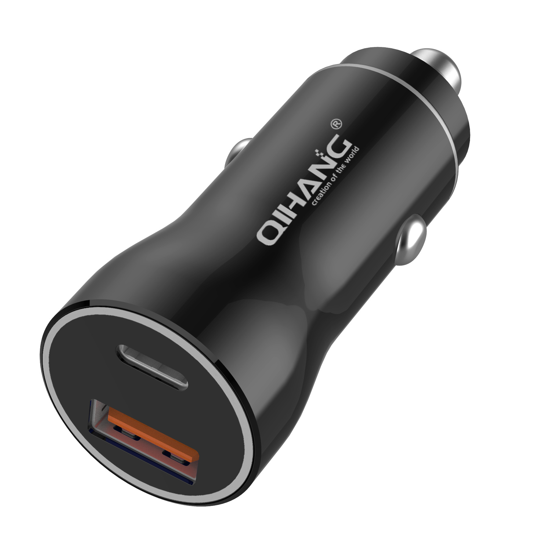 QIHANG 外贸车载充电器9V2A PD+USB 36W超级车载快充可印LOGO套装