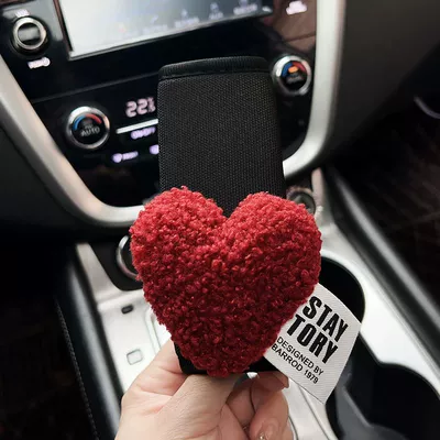 Cute Heart Car Headrest, Sürətlər qutusu və əl tormozu başlıqları - red-love-ice-silk-handbrake-cover