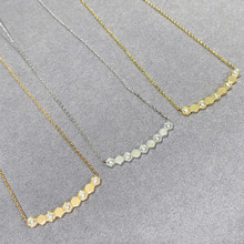 925纯银尚美高版本镀18k金蜂巢间钻微笑项链精雕六边小方块高版本