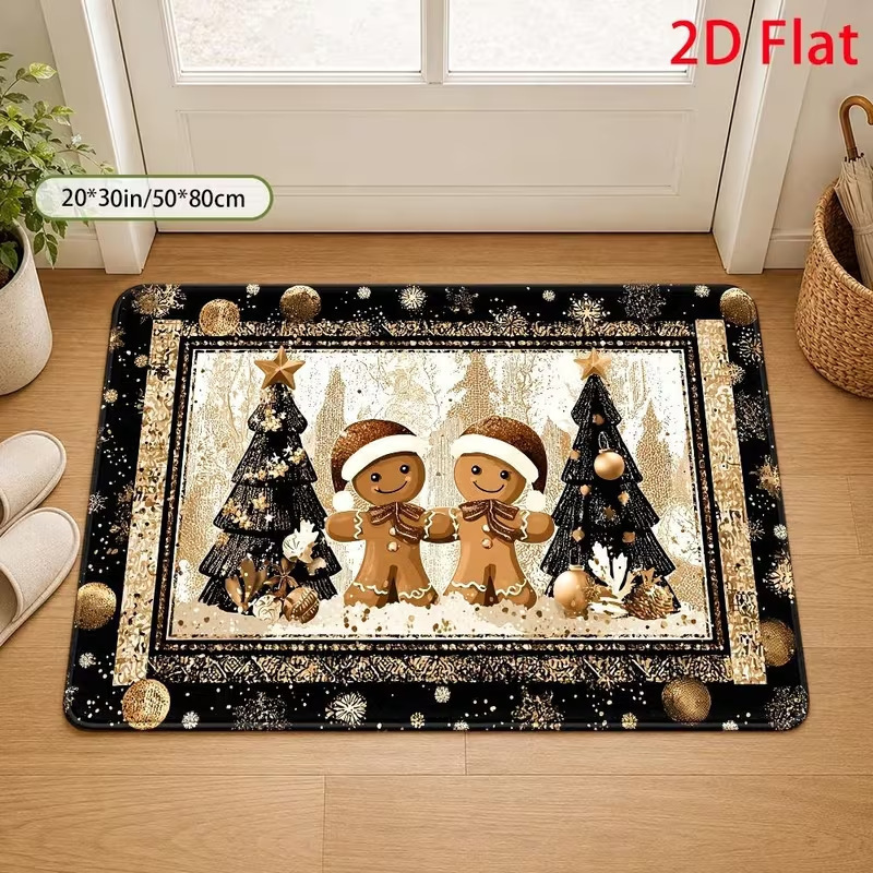 Christmas decorative floor mat, American-style festive atmosphere, entrance door mat, water-absorbent and dirt-resistant bathroom mat, cross-border TEMU