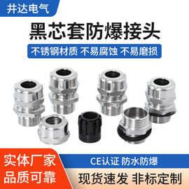 金属304不锈钢防爆电缆接头黑芯套防水M63M80密封IP68锁紧格兰头