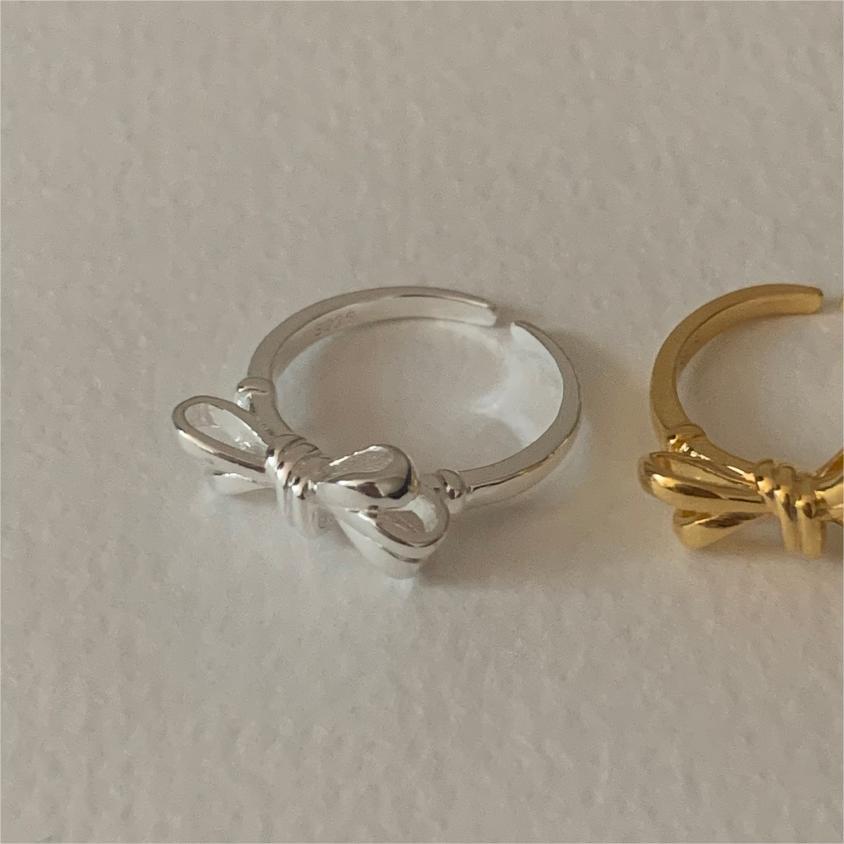 Sterling Silver Simple Style Bow Knot Open Rings display picture 13