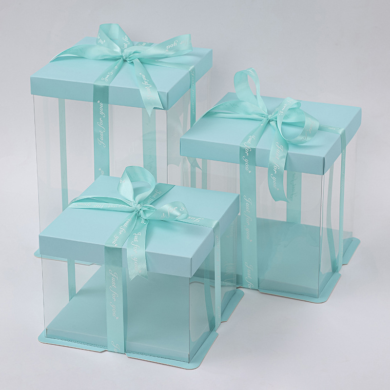 Caja de caja de caja de pastel de cumpleaños transparente 4 cuatro pulgadas seis ocho ocho diez 12 paquete de regalo navideño rojo neto de doble capa simple