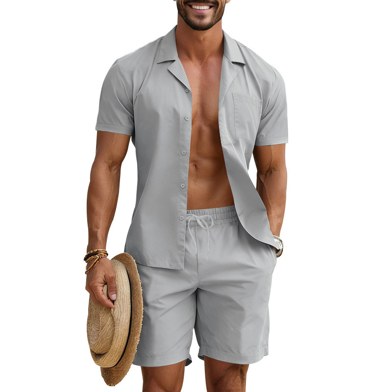 Men's Casual Summer Outfit Set | Loose Fit Beach Shirt & Shorts | Trendy Vacation Wear For Hot Weather_viptrois.com