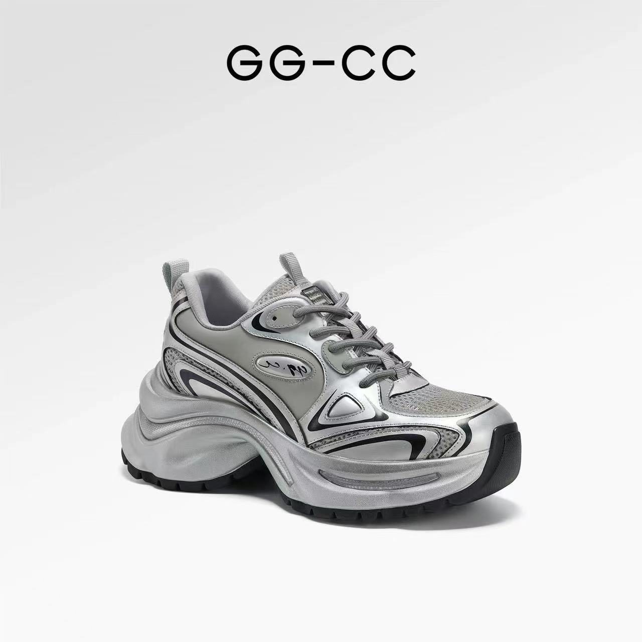 [White Deer Same Style] GGCC Shines Galaxy 2025 Spring New Thick-soled Torre Shoes Women's silver sneaker