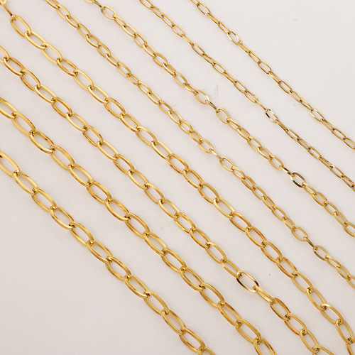 Vacuum electroplating 18k gold stainless steel square wire O-shaped chain diy bracelet necklace material jewelry loose chain accessories