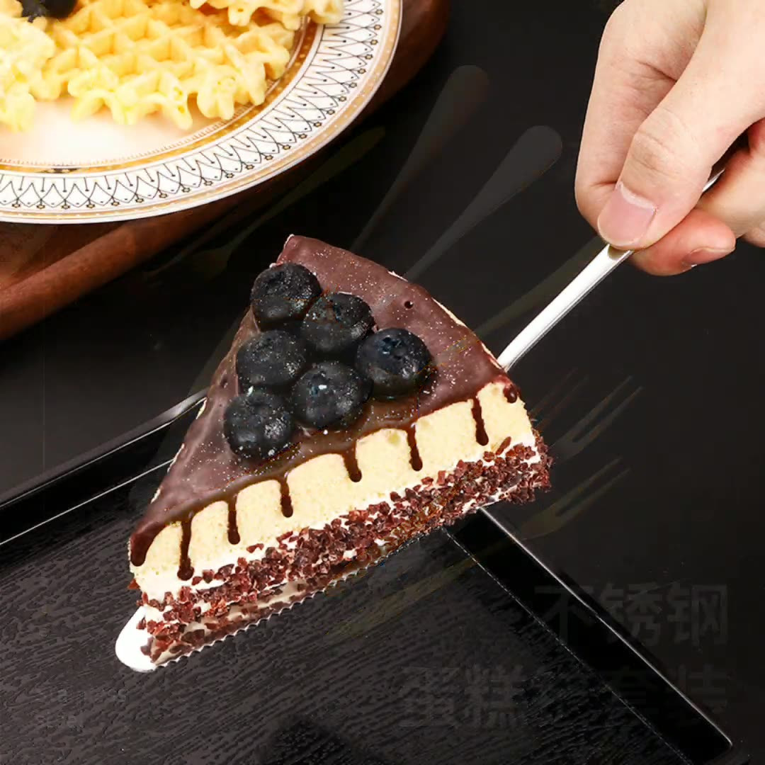 Palas de pastel de acero inoxidable con dientes, palas triangulares, tenedores de frutas, herramientas de panadería, cuchillos de crema de queso de postre