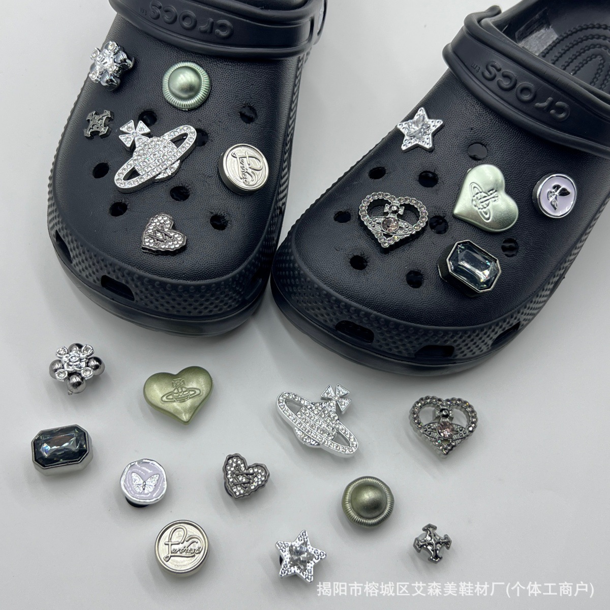 Estrellas plateadas ajuste agujero agujero perdido zapatos decorativos accesorios DIY extraíbles accesorios de flores hebillas de zapatos accesorios tridimensionales
