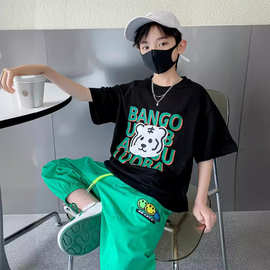 【180克纯棉后包边】ZTZ0388#夏季新款男女童装卡通动漫印花短袖t