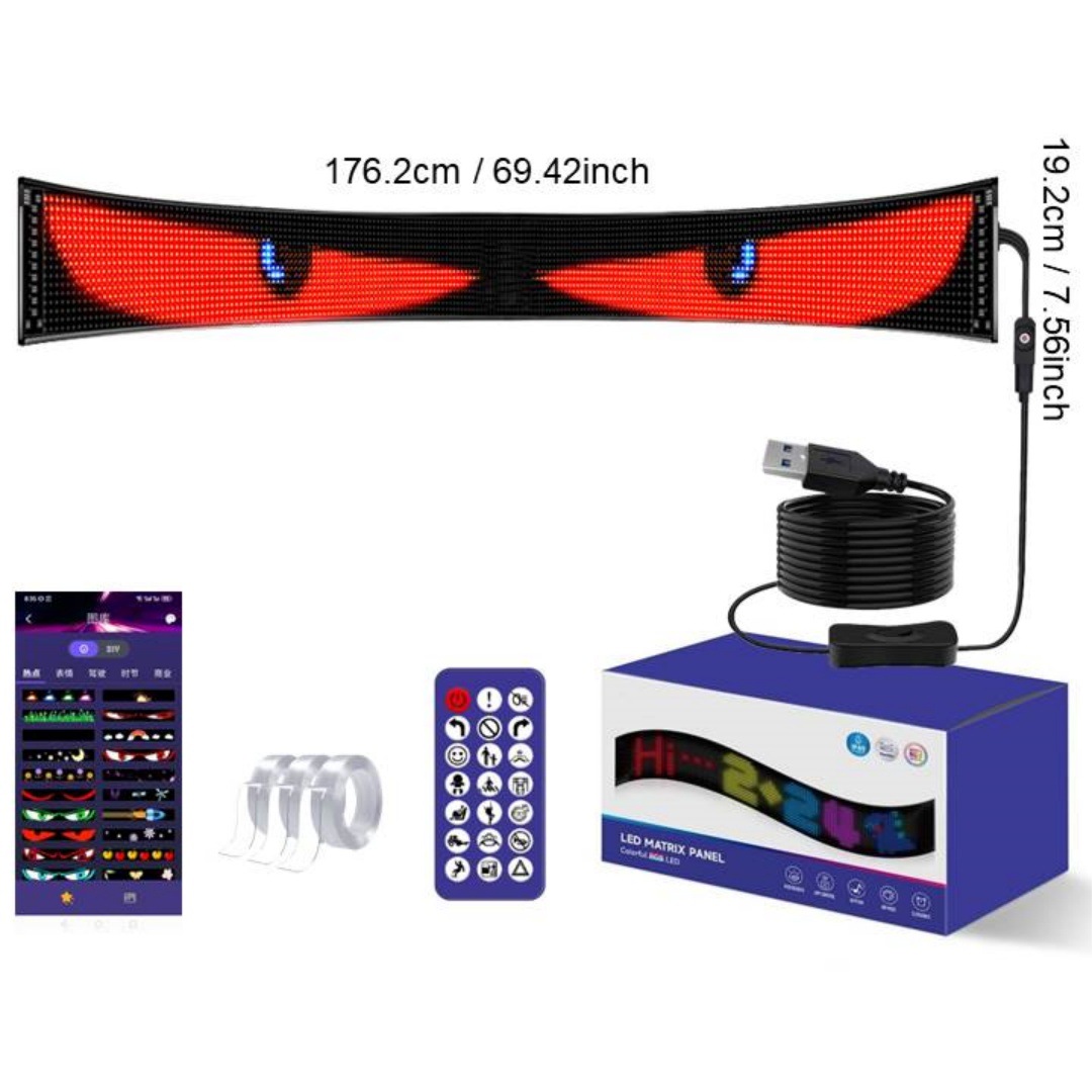 APP inteligente LED de color fantasma pantalla flexible tienda de publicidad de puerta de entrada USB ojo del diablo coche pegatina de pantalla suave