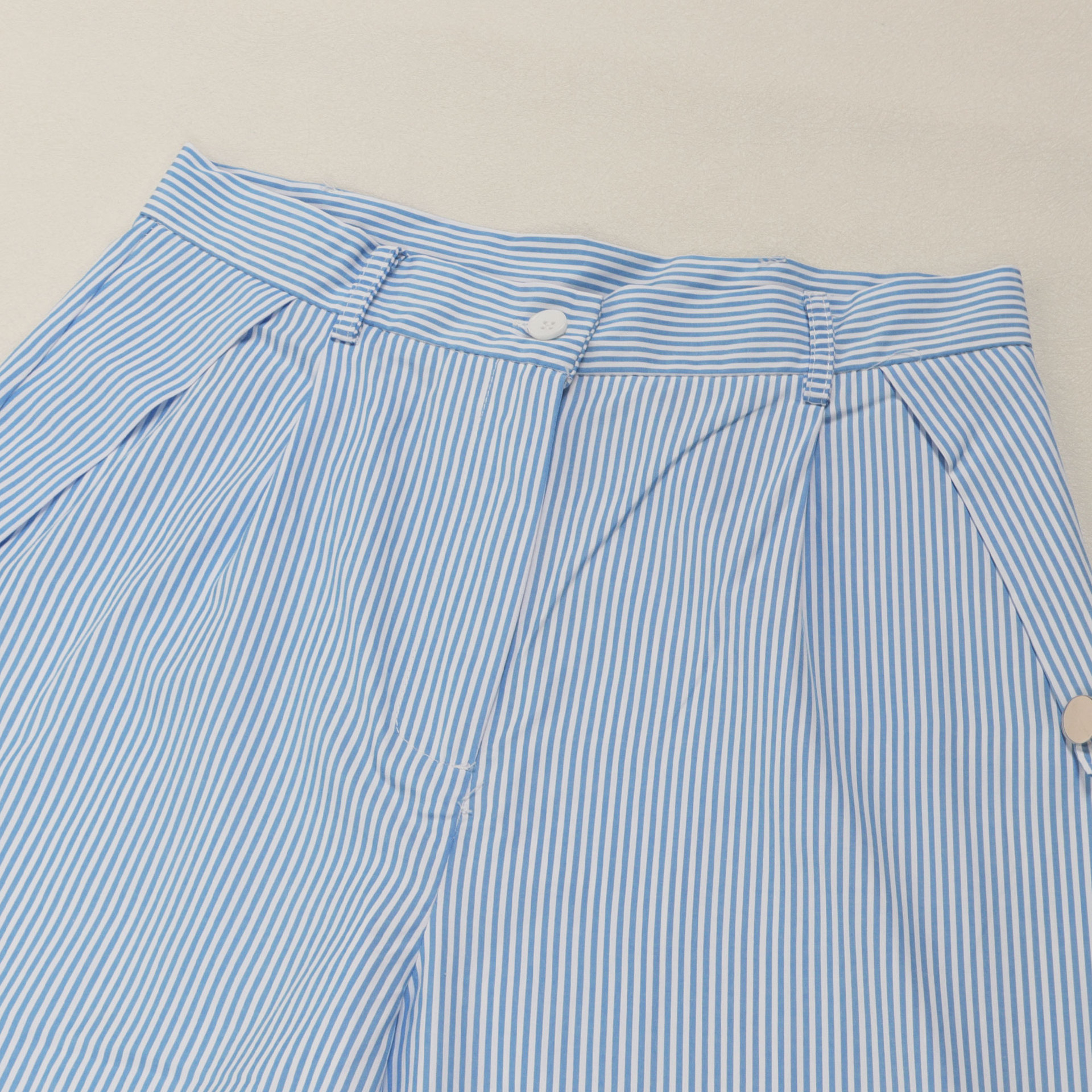 Round Neck Short Sleeve Striped Contrast Color Wide Leg Pants Two Piece Sets