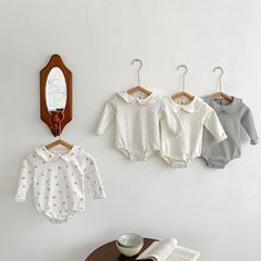 2023 autumn baby doll collar long-sleeved triangle romper jumpsuit for infants and young children, multi-color optional