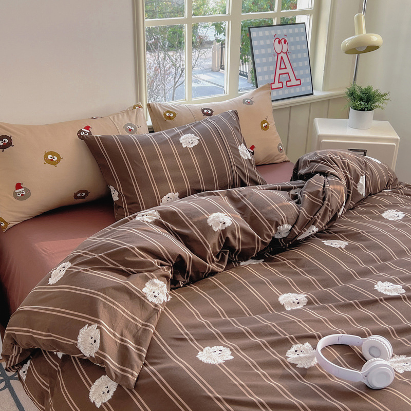 Category a Baby-Grade Knitted Cotton Four-Piece Set, Pure Cotton Long-Staple Cotton Quilt Cover, Bed Sheetss, Fitted Bed Sheetss and Bedding for Naked Sleeping