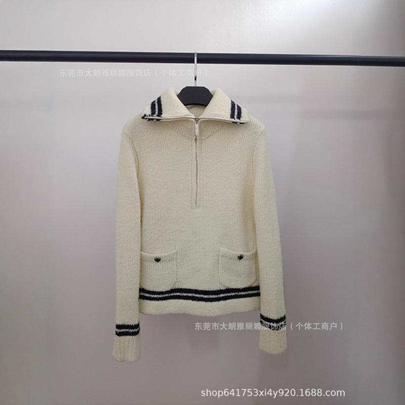 Shenzhen Nanyou Goods ~ High Version Ch Home 25 Early Autumn New Ski Series Half Open Collar Zipper Knitted Long Sleeves