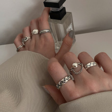 925纯银戒指女个性重工泰银食指戒复古冷淡风甜酷指环ins女潮嘻哈