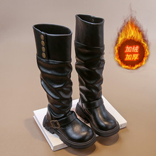 女童长筒棉靴2025冬季新款加绒保暖儿童高筒靴女孩公主二棉骑士靴