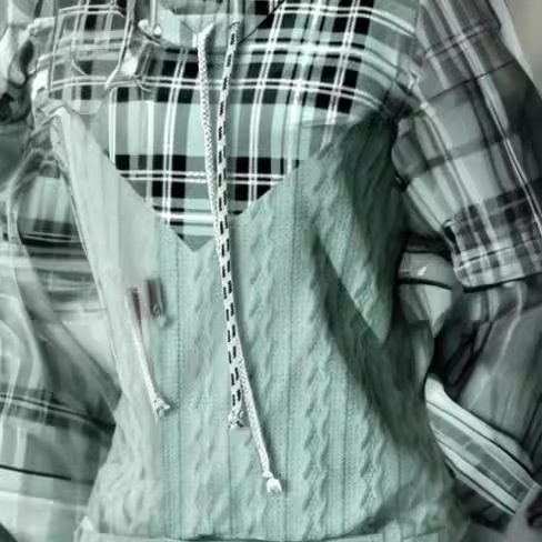 Cross-Border 2020 Autumn Amazon new women's clothing stitching plaid hooded jacquard long sleeve pullover sweater