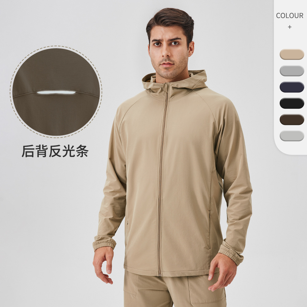 Men's Sports Jacket Autumn and Winter Zipper Windproof Hat Shani Outdoor Loose Casual Running Fitness Jacket 41522