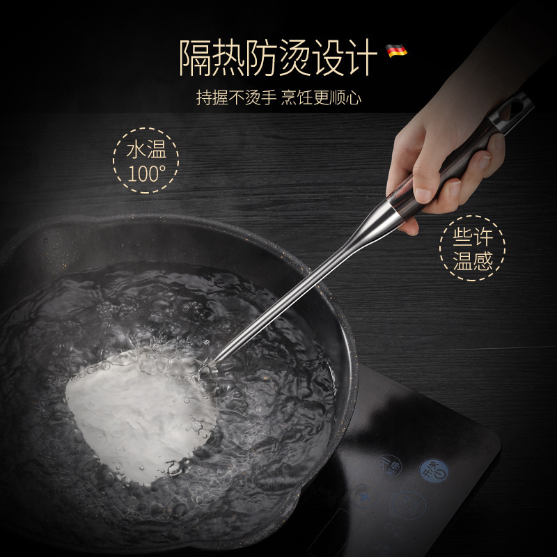 医療用レベル316ステンレス鍋シャベルセット台所調理用具黒檀木炒めスプーンスプーンシャベルスプーン|undefined