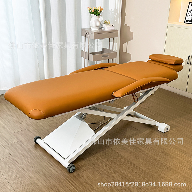 Cama de belleza eléctrica con agujero ventilado elevación de control de pie ajuste de altura con masaje SPA doble reposabrazos calefacción de la superficie de la cama
