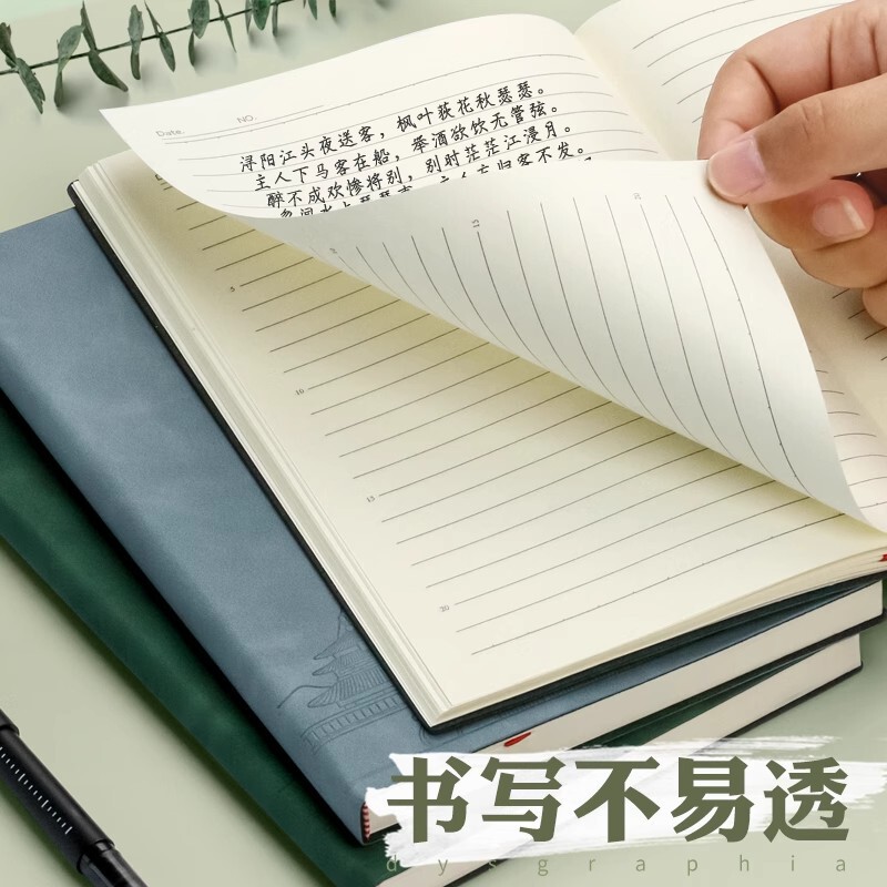 本子梦瑾笔记本前程似锦烫金压纹皮面新款商务记事本高颜值简约风|undefined