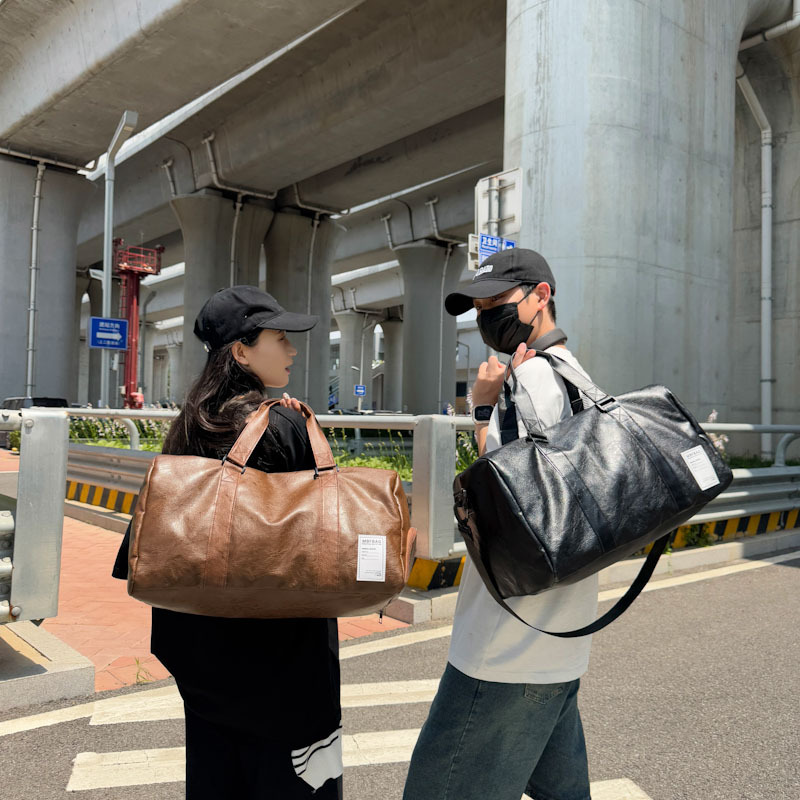 Cross-border Handheld Travel Bag Large Capacity Soft PU Leather Business Trip Luggage Bag Unisex Sports and Gym Bag - Thumbnail 2