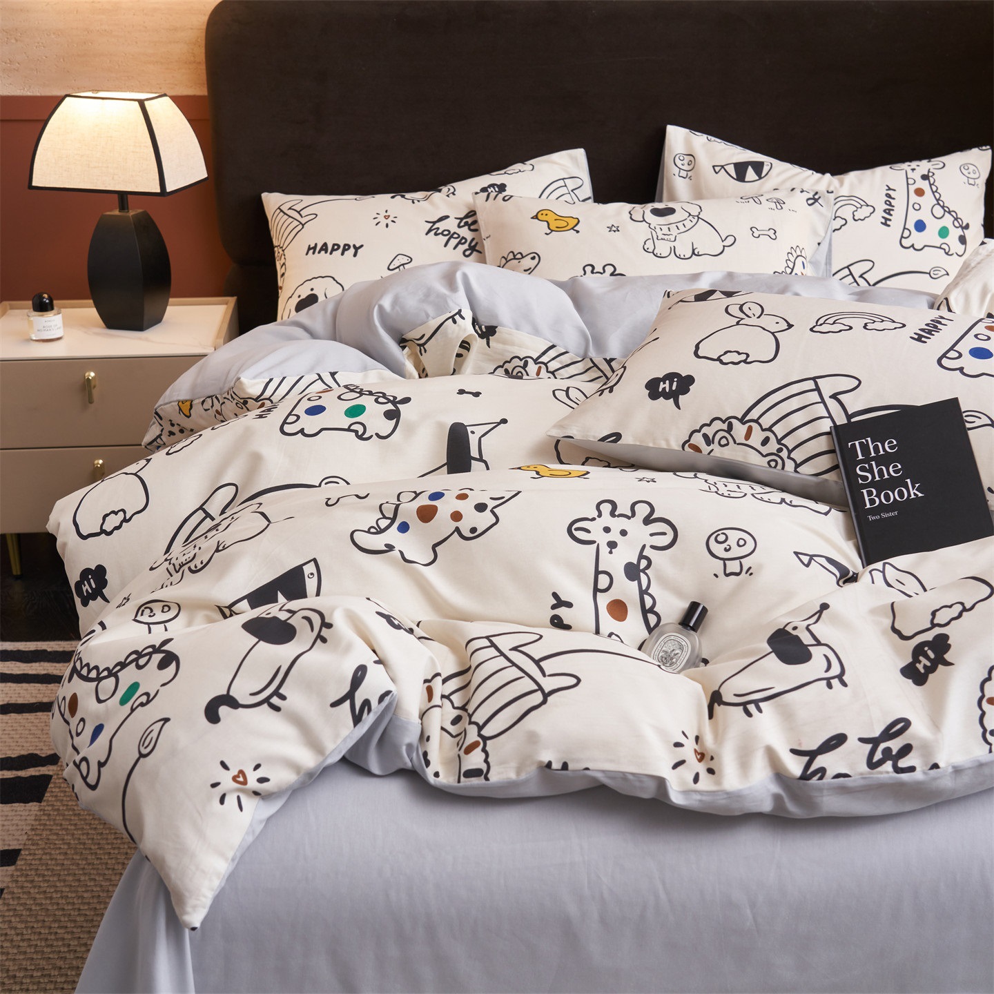 Printed Pure Cotton Four-piece Bedding Set With Duvet Cover And Sheet_voghion.com