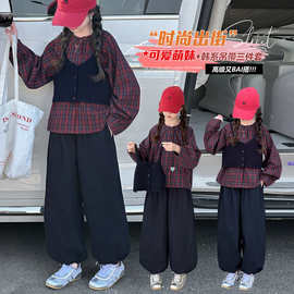跨境中大童女童新款三件套2026童装套装
