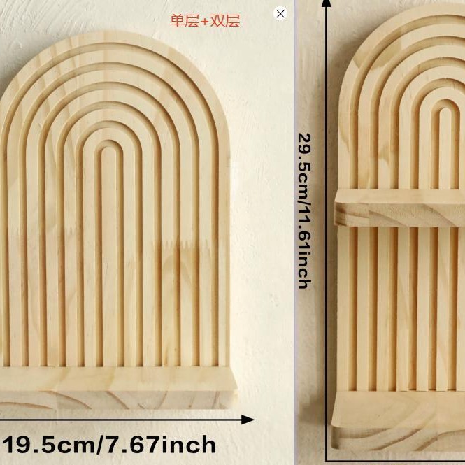 Nuevo producto transfronterizo roscado ovalado creativo estante de pared de madera maciza artesanía de madera decoración de sala de estar del hogar