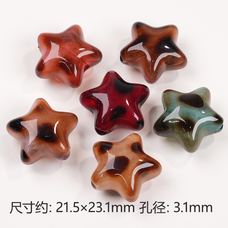 レトロクラウドヒョウ柄ブライトオイルストレートホールファット五芒星 DIY ブレスレットブレスレットネックレスイヤリングヘアロープジュエリーアクセサリー|undefined