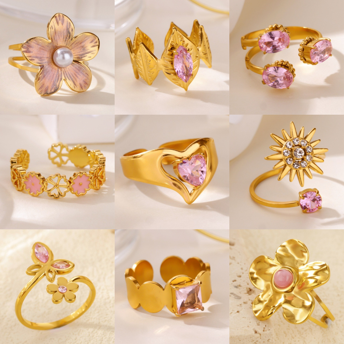 Fashionable elegant fuchsia one size retro ring with zircon…