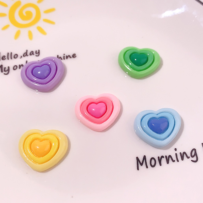Transfronterizo macarón tres capas de amor accesorios de resina DIY adornos de cabello de cáscara de teléfono móvil agujero de hebilla de zapatos material hecho a mano al por mayor