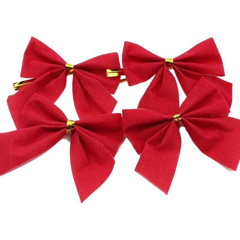 Рождественские предметы первой необходимости украшения елки лук 5,5 см красный лук 12 Упаковка флокирующий узел