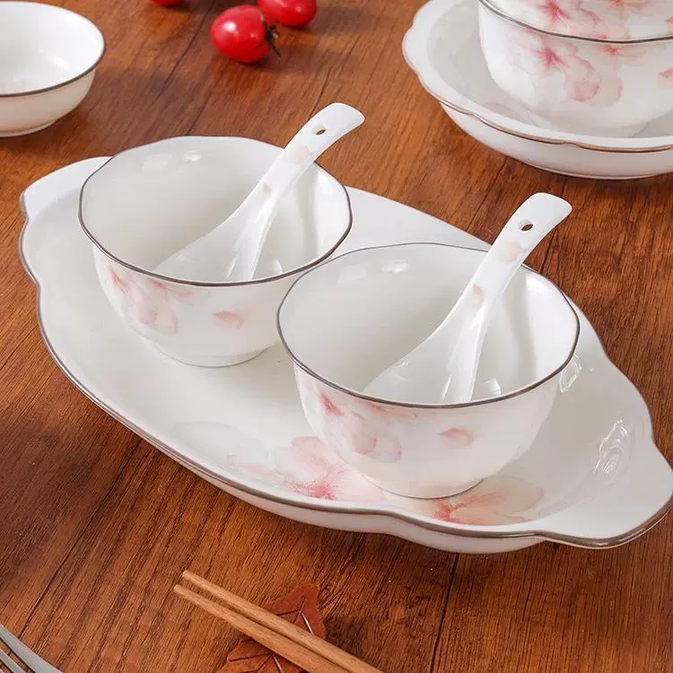 Сервировальная чашка из керамики Hua Xiang Yue Rong, керамическая чашка для риса, миска для лапши, лёгкая роскошь, китайский стиль, яркий внешний вид