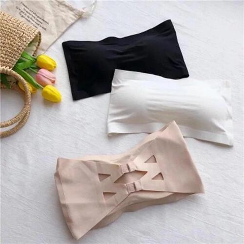 Cross-border strapless one-piece seamless ice silk wrap bra breathable non-showing buttoned bra without underwire for women