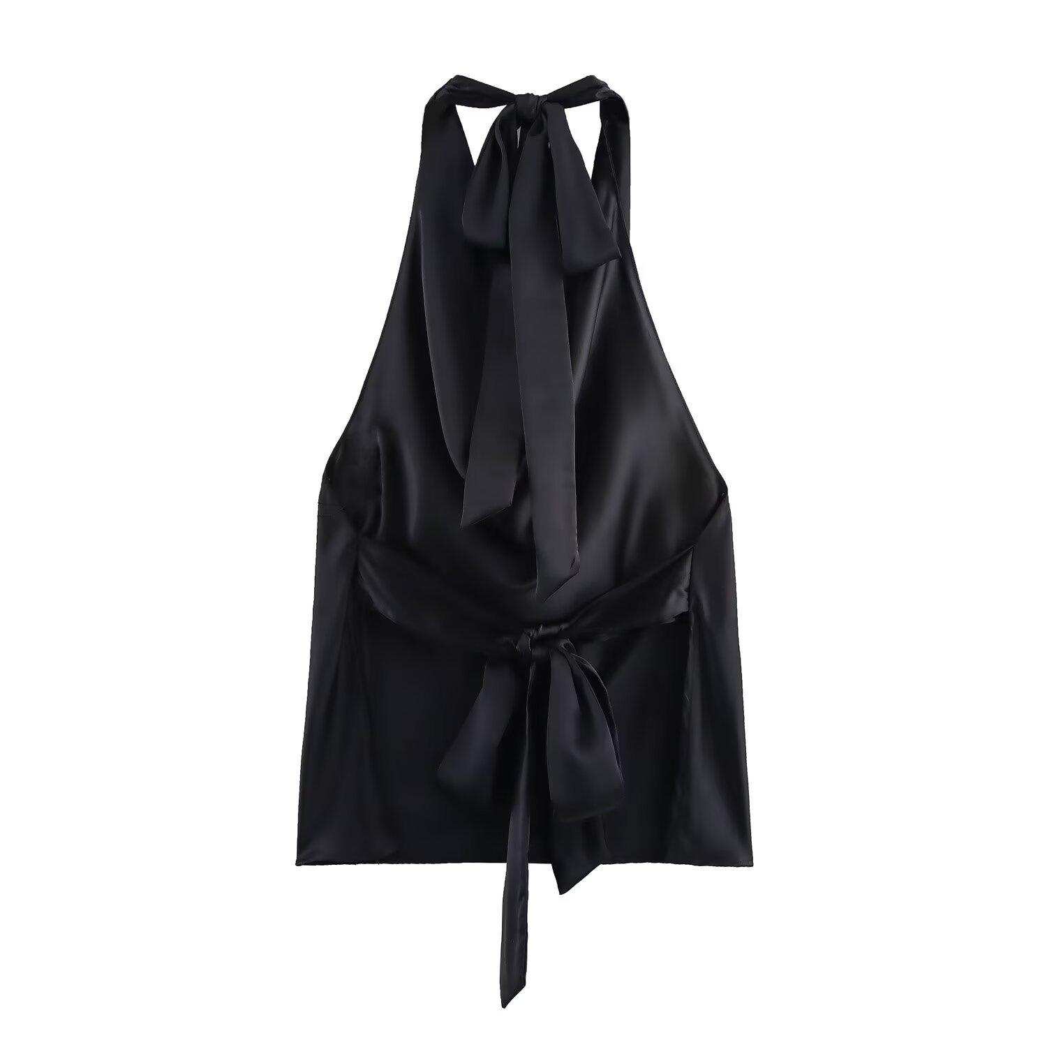 Women's Sexy Backless Bow Halter Neck Satin Top Summer New_ecoleips.com
