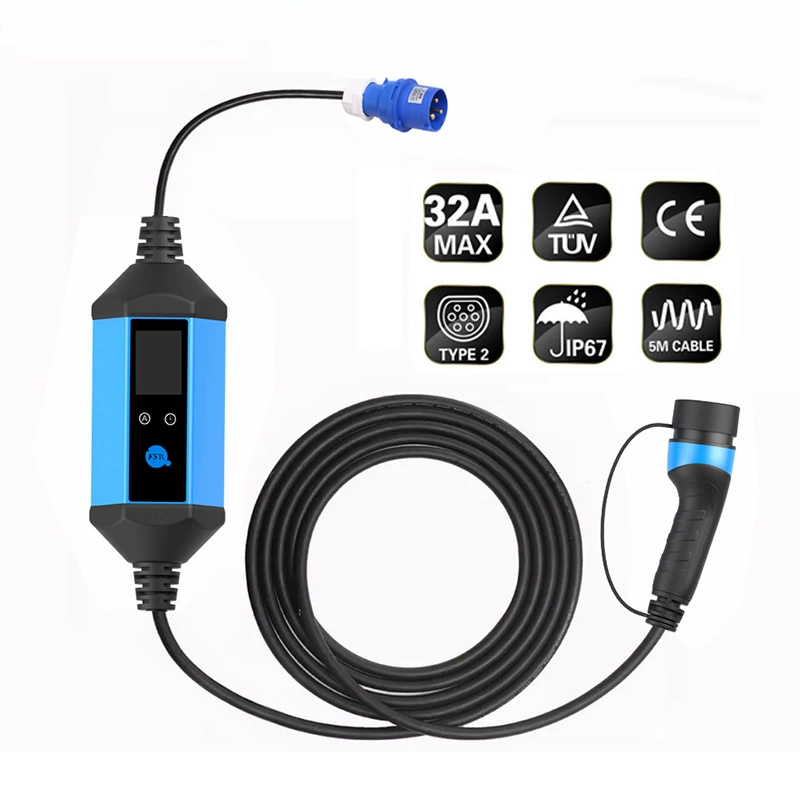 Европейский стандарт Новая энергия Зарядный пистолет для электромобилей 32A Бытовое портативное зарядное устройство Мобильный зарядный пистолет без проводки