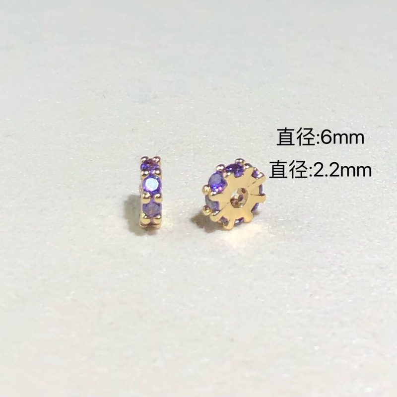 14K ゴールドフィルド カラー プロテクション クリスタル DIY アクセサリー パープル ジルコン ビーズ スペーサー ブレスレット ネックレス ビーズ ハンドメイド アクセサリー|undefined