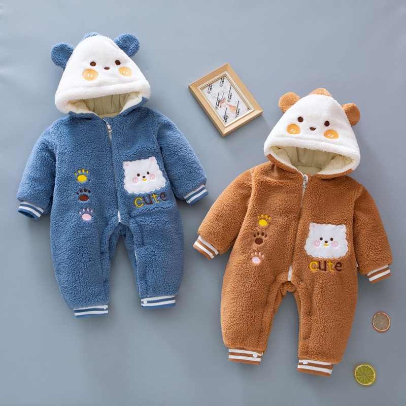 Ropa de invierno para bebés mameluco engrosado recién nacido mono con forro polar cálido masculino y femenino bebé mameluco Otoño e Invierno ropa