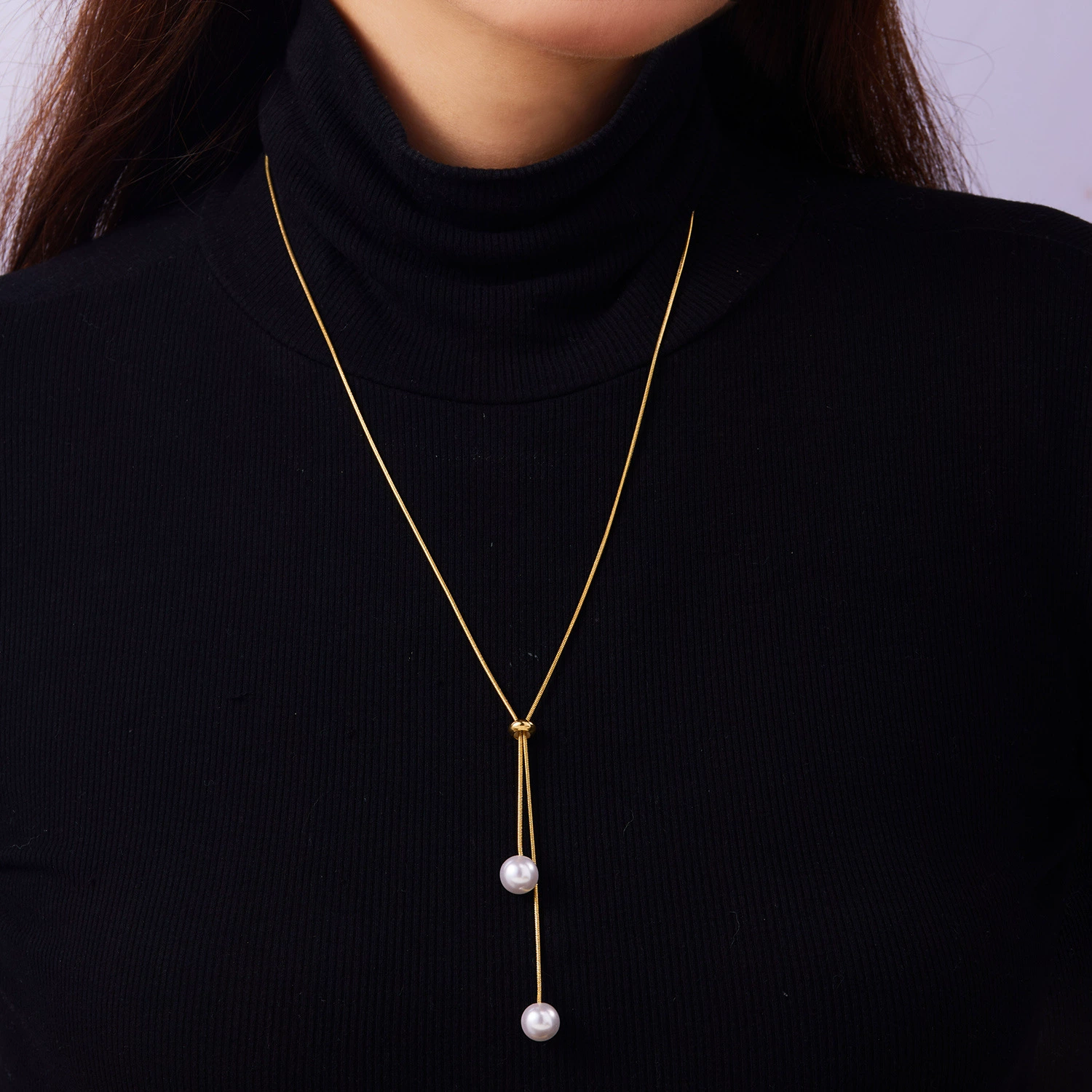 Длинный тянуть регулируемый жемчужный ожерелье высокого уровня чувство дизайна ниша минималистский универсальный цепочка ключицы