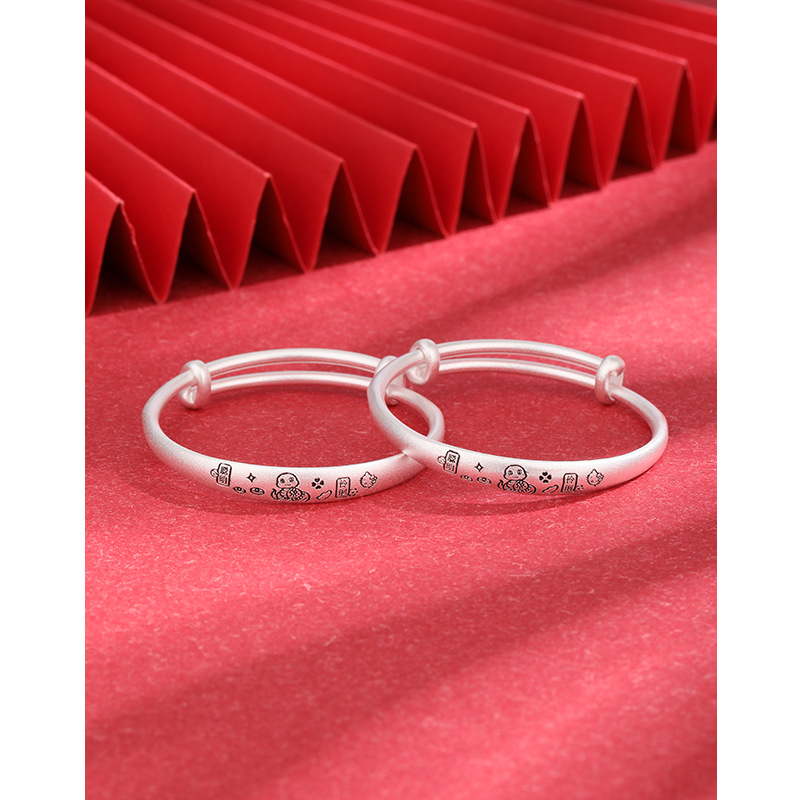 Año de la serpiente, brazalete de plata para bebés, brazalete de plata para bebés