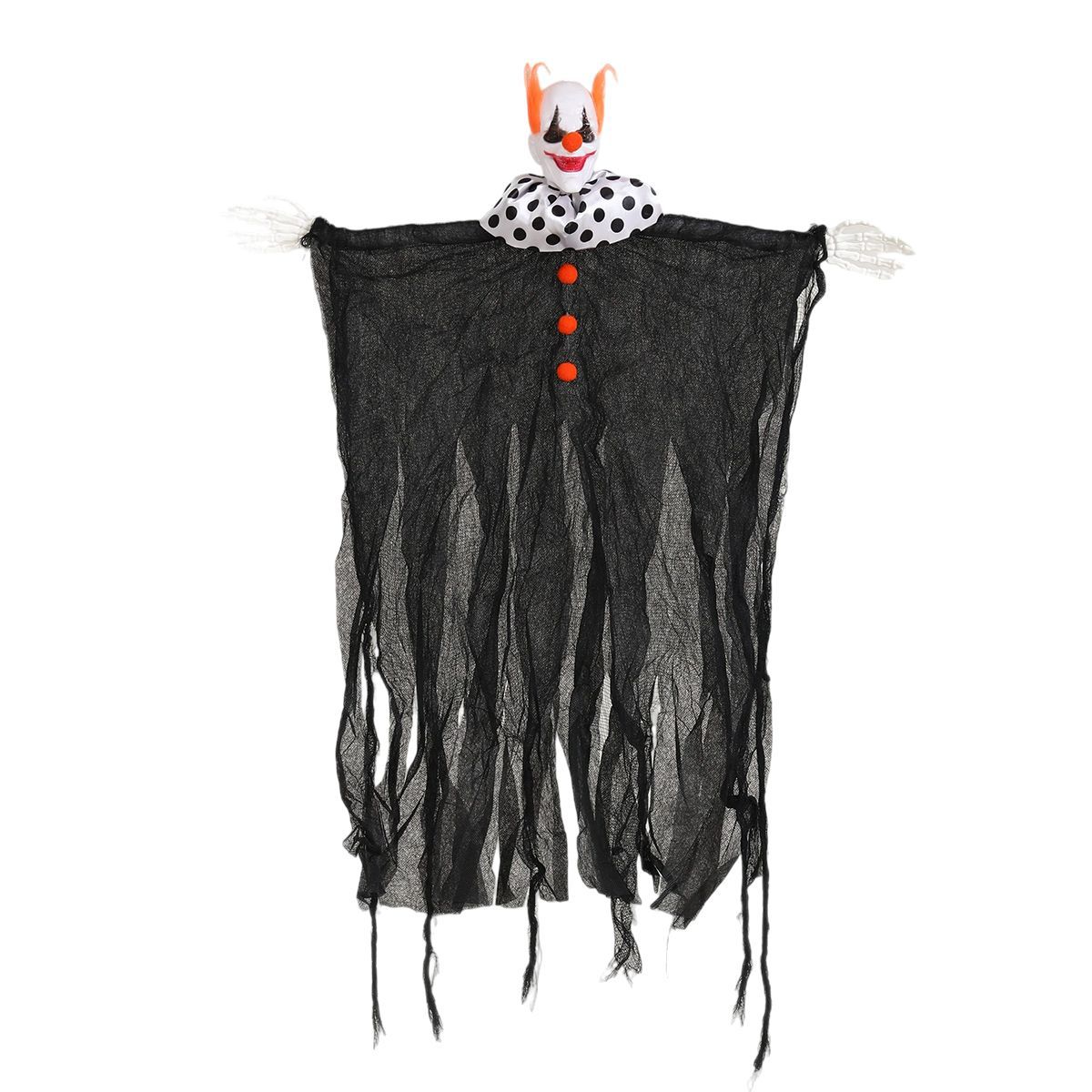 Nuevos accesorios de decoración de Halloween transfronterizos, payaso, calavera, gasa, mueca, fantasma colgante, casa embrujada, decoración de puerta de fiesta