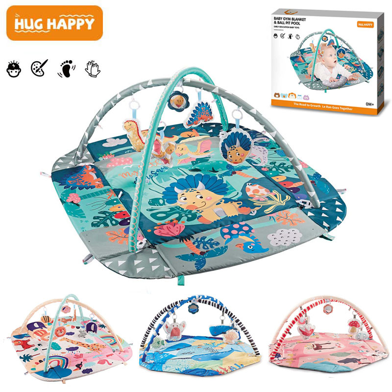 婴儿海洋球围栏健身架六边形宝宝爬行垫游戏毯跨境亚马逊玩具热销
