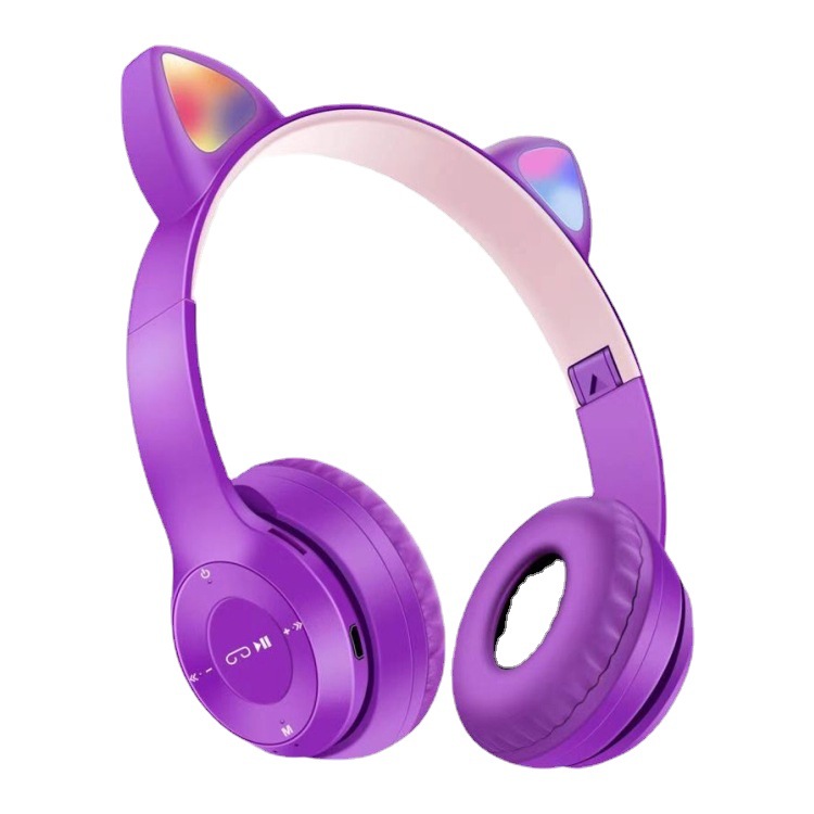 P47M fabricantes de oído de gato suministro transfronterizo de comercio electrónico colorido luminoso luz inalámbrica Bluetooth Auriculares auriculares