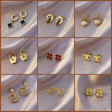 四叶草钛钢耳扣高级设计感轻奢女式小众设计不掉色耳饰2024年新款