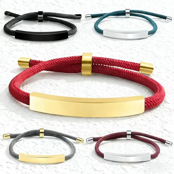 Cross-Border Stainless Steel Bracelet Holiday Gift Advertising Small Gift Bracelet Engraving Printing Material Titanium Steel Braided Bracelet