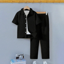儿童套装2025夏季新款短袖衬衫+长裤男童两件套外贸洋气童装批发