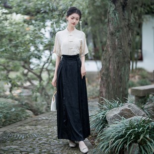 Original In-Stock Real Photo New Chinese Style Jacquard Shirt and Mamian Skirt Set +40