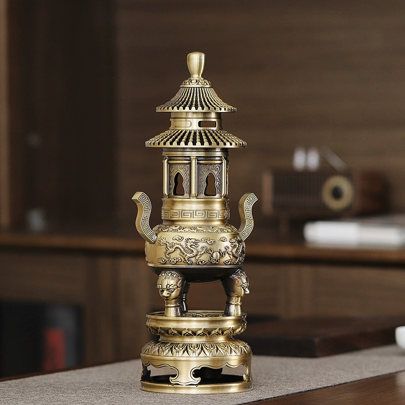 Башенная плита настольные поделки благословение NACAI благовония украшения дома Классическая курильница из чистой меди латунные ремесла благовония
